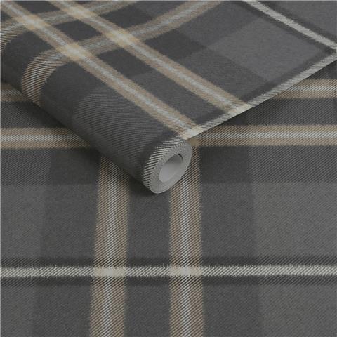 Super Fresco Easy Heirloom Eildon Plaid Wallpaper 142529 Charcoal