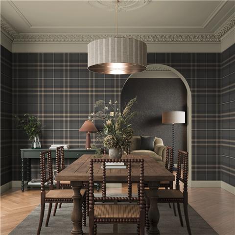 Super Fresco Easy Heirloom Eildon Plaid Wallpaper 142529 Charcoal