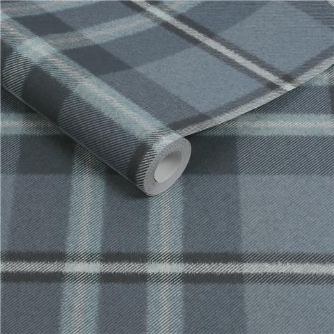 Super Fresco Easy Heirloom Eildon Plaid Wallpaper 142530 Archival Blue
