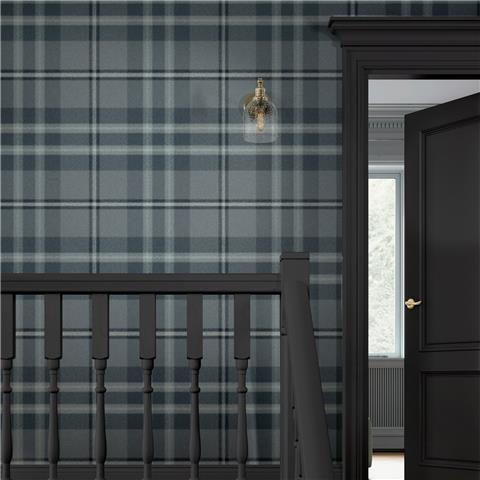 Super Fresco Easy Heirloom Eildon Plaid Wallpaper 142530 Archival Blue