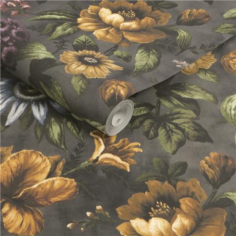 Super Fresco Easy Heirloom Gardeni Floral Wallpaper 142535 Charcoal