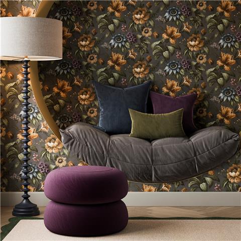 Super Fresco Easy Heirloom Gardeni Floral Wallpaper 142535 Charcoal