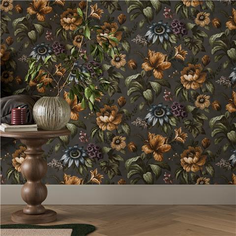 Super Fresco Easy Heirloom Gardeni Floral Wallpaper 142535 Charcoal