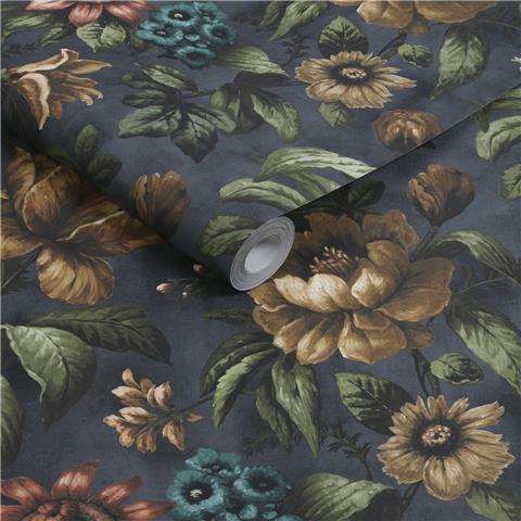 Super Fresco Easy Heirloom Gardeni Floral Wallpaper 142537 Archival Blue
