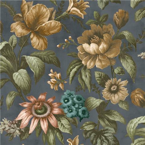 Super Fresco Easy Heirloom Gardeni Floral Wallpaper 142537 Archival Blue