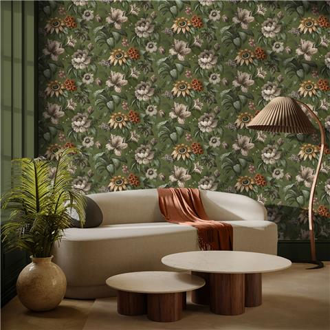 Super Fresco Easy Heirloom Gardeni Floral Wallpaper 142539 Forest