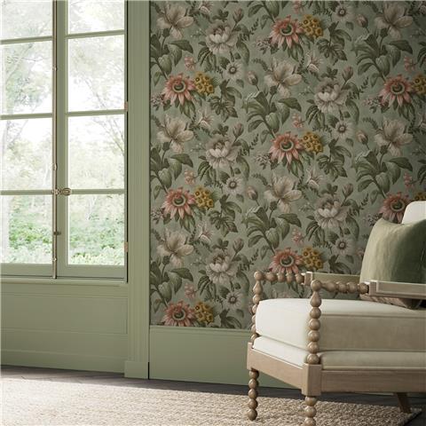 Super Fresco Easy Heirloom Gardeni Floral Wallpaper 142540 Sage
