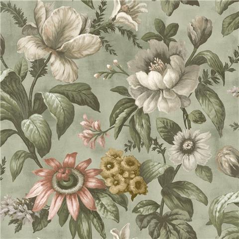 Super Fresco Easy Heirloom Gardeni Floral Wallpaper 142540 Sage