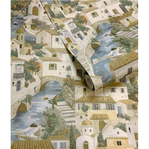 Holden Statement Italian Buildings Wallpaper 14281 Blue/Beige