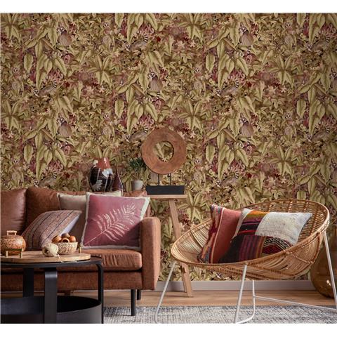 Holden Statement Lemur Leaves Wallpaper 14310 Berry