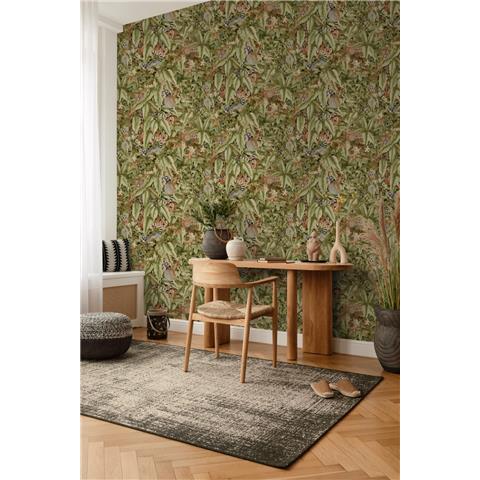 Holden Statement Lemur Leaves Wallpaper 14312 Rust/Green
