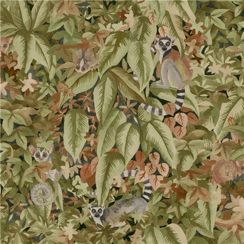 Holden Statement Lemur Leaves Wallpaper 14312 Rust/Green