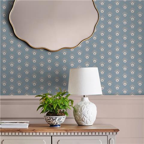 Laura Ashley Wallpaper Semington Floral 143325 Newport Blue