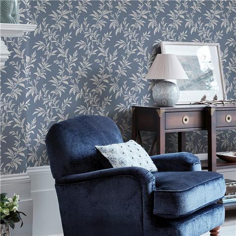 Laura Ashley Wallpaper Paxford Leaves 143326 Dark Seaspray