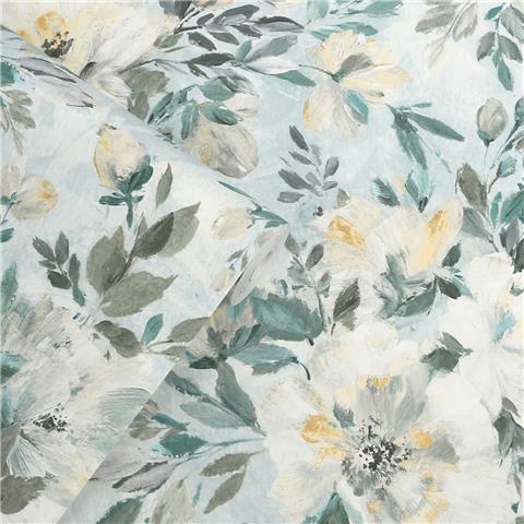 Laura Ashley Wallpaper Elowen Peony 143331 Pale Teal