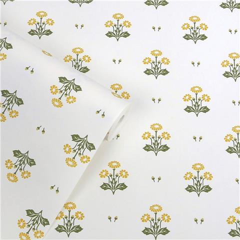 Laura Ashley Wallpaper Harthill Daisy 143335 Ochre/Yellow