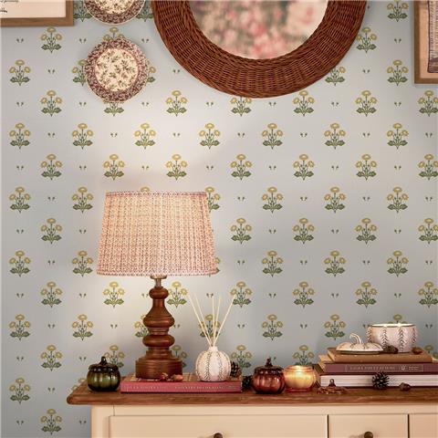 Laura Ashley Wallpaper Harthill Daisy 143335 Ochre/Yellow