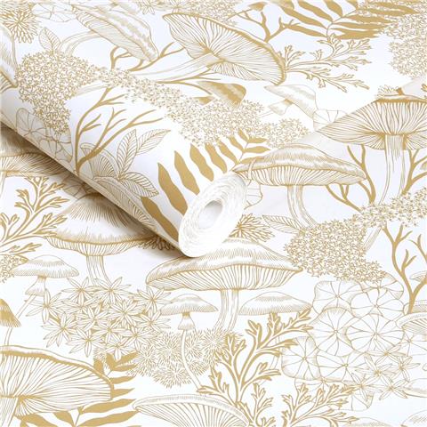 Graham and Brown Solstice Wallpaper Collection Fungi Folklore 143530 Creme Brulee