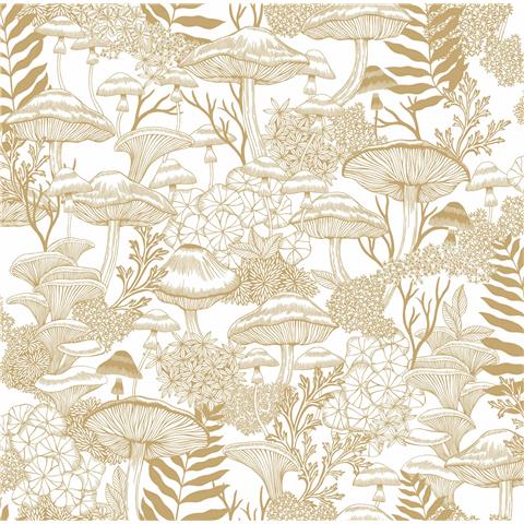 Graham and Brown Solstice Wallpaper Collection Fungi Folklore 143530 Creme Brulee