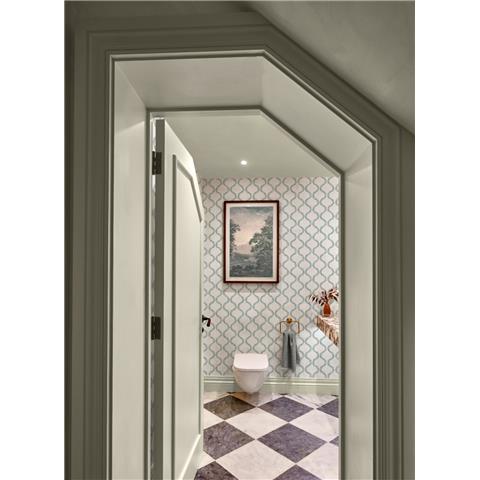 Graham and Brown Solstice Wallpaper Collection Laurel Leaf trellis 143532 Mist