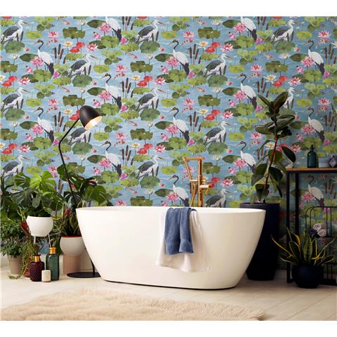 Holden Solstice Koi Pond Wallpaper 14430 Blue