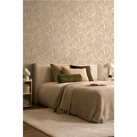 Holden Solstice Paisley Leaf Wallpaper 14441 Beige
