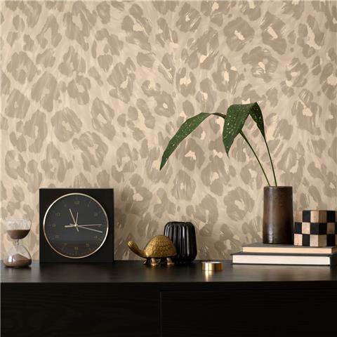 Holden Solstice Leopard Print Wallpaper 14461 Champagne