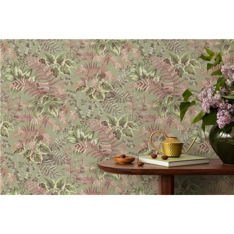 Holden Solstice Leaf Canopy Wallpaper 14480 Blush/Sage