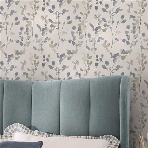 NEXT Honesty Leaf Wallpaper 145632 Natural/Blue