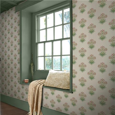 William Morris at Home Wallpaper Hyacinth Flower 145693 Pink Cedar