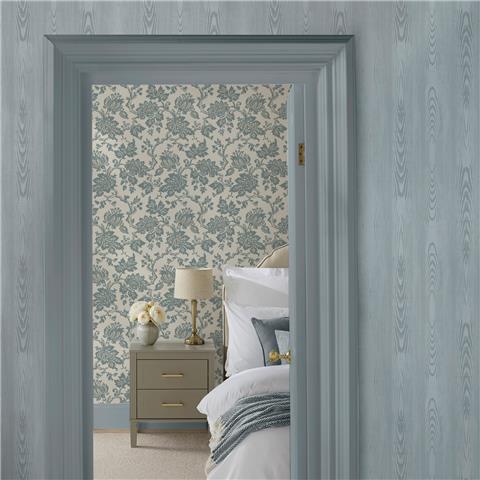 Martha Stewart Wallpaper Bedford Faux Bois 146791 Mineral Blue