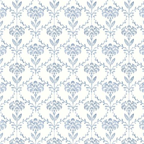 Martha Stewart Wallpaper Chateau Fleur 146796 Porcelain Blue