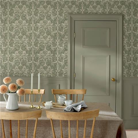 Martha Stewart Wallpaper Florentine Damask 146799 Moss