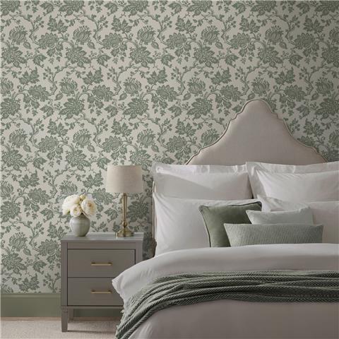 Martha Stewart Wallpaper Jacobean Antique 146802 Antique Green