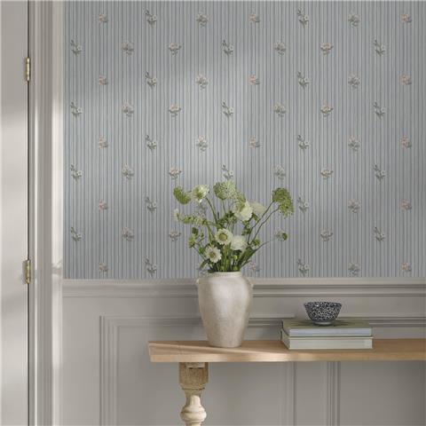 Martha Stewart Wallpaper Garden Stripe 146815 Grey Blue