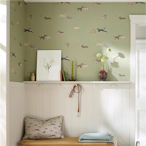 Sophie Allport Doggy Daycare Wallpaper 146831 Mossbank Green