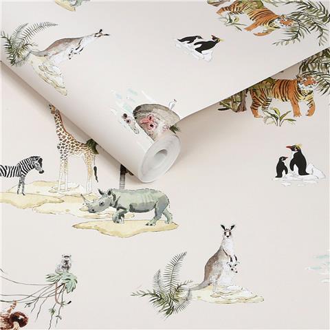 Sophie Allport Animals of the World Wallpaper 146832 Chalk Blush