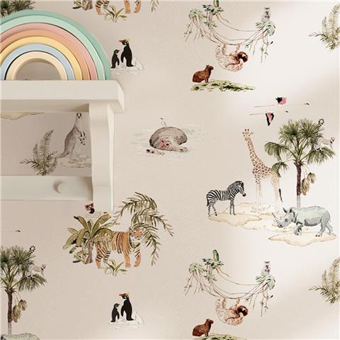 Sophie Allport Animals of the World Wallpaper 146832 Chalk Blush