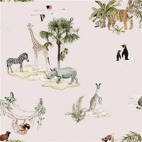 Sophie Allport Animals of the World Wallpaper 146832 Chalk Blush