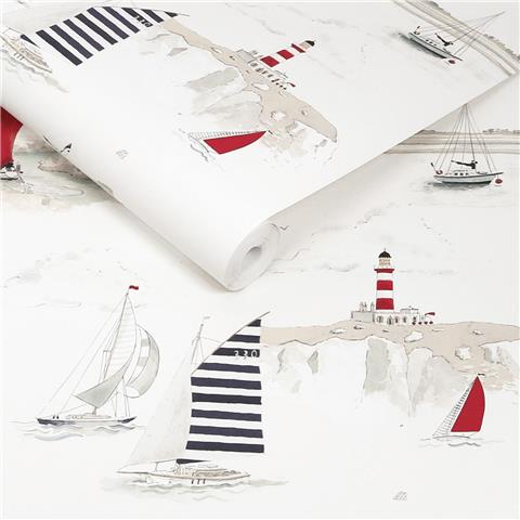 Sophie Allport Coastal Boats Wallpaper 146836 Langham White