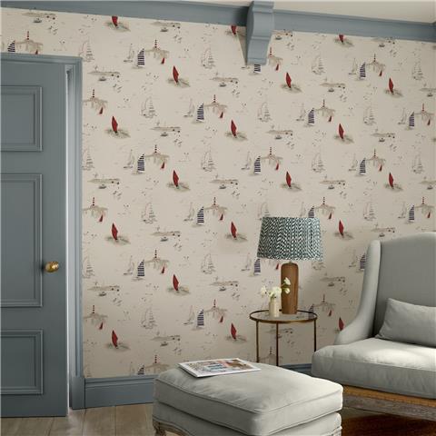 Sophie Allport Coastal Boats Wallpaper 146836 Langham White