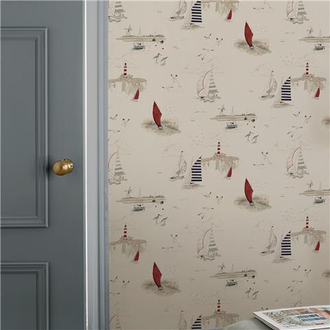 Sophie Allport Coastal Boats Wallpaper 146836 Langham White