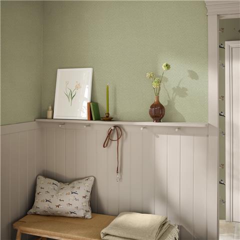 Sophie Allport Herringbone Texture Wallpaper 146837 Mossbank Green