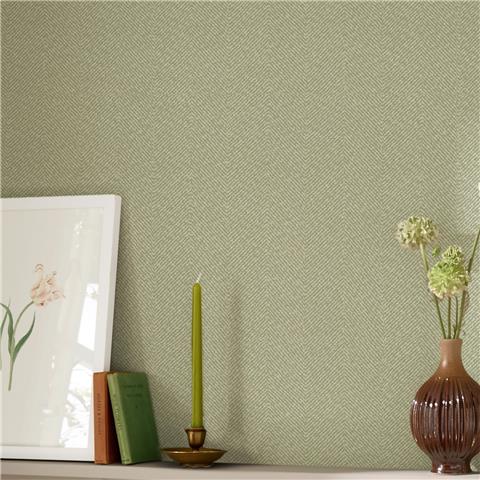 Sophie Allport Herringbone Texture Wallpaper 146837 Mossbank Green