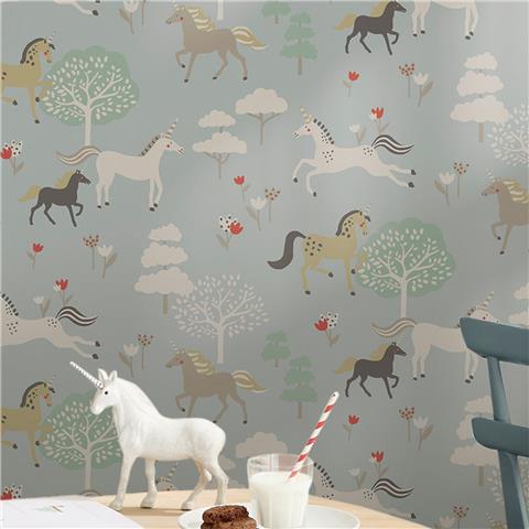 Sophie Allport Forest Ponies Wallpaper 146840 Whitham Blue