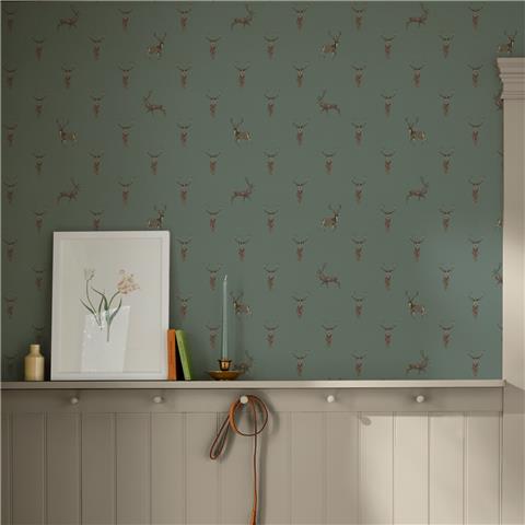 Sophie Allport Highland Stag Wallpaper 146853 Dark Heritage Teal