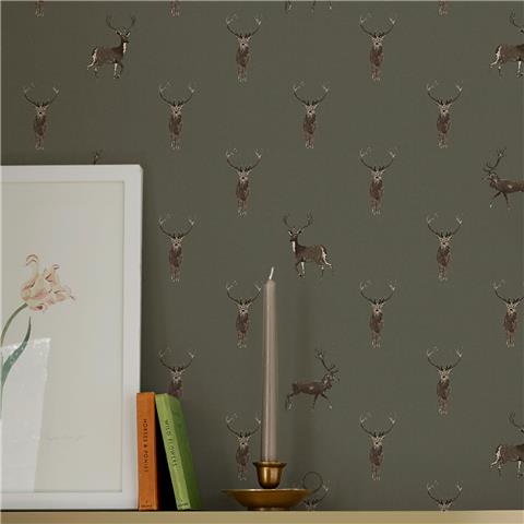 Sophie Allport Highland Stag Wallpaper 146854 Charcoal