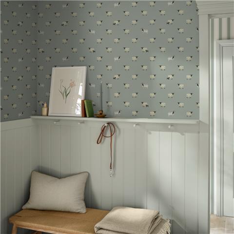 Sophie Allport Sheep Wallpaper 146860 Whitham Blue