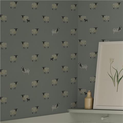 Sophie Allport Sheep Wallpaper 146860 Whitham Blue
