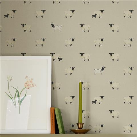 Sophie Allport Sheep Wallpaper 146861 Off White